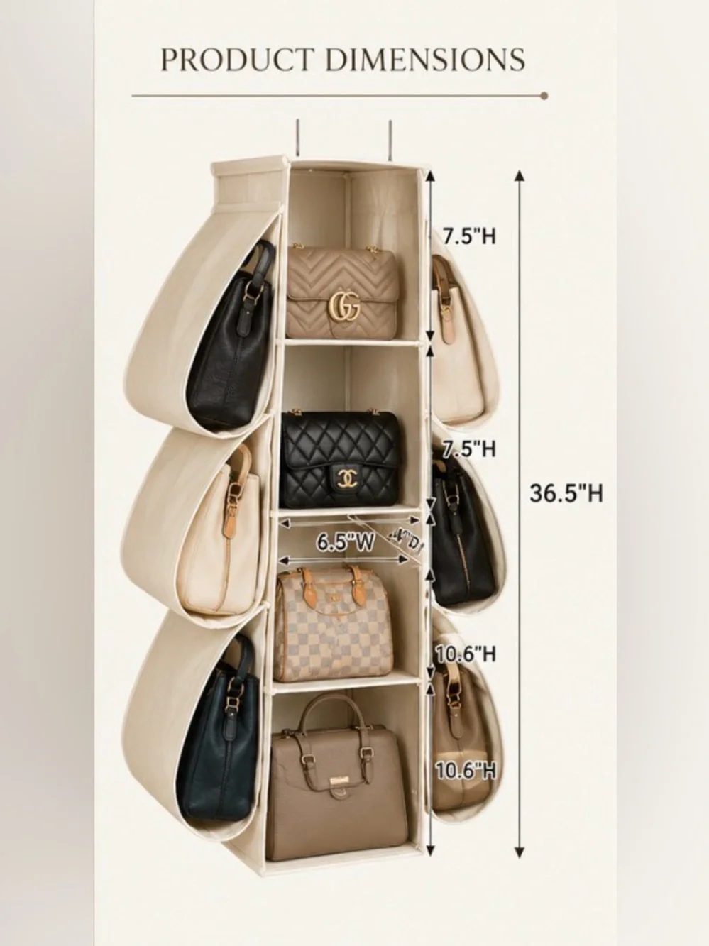 Hanging Closet Organizer with Six Pockets and Four Shelves
